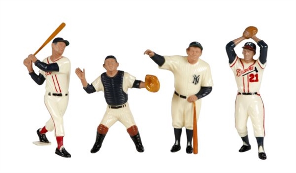 Lot of (4) Hartland Baseball Statues: Ted Williams, Babe Ruth, Yogi Berra, and Warren Spahn
